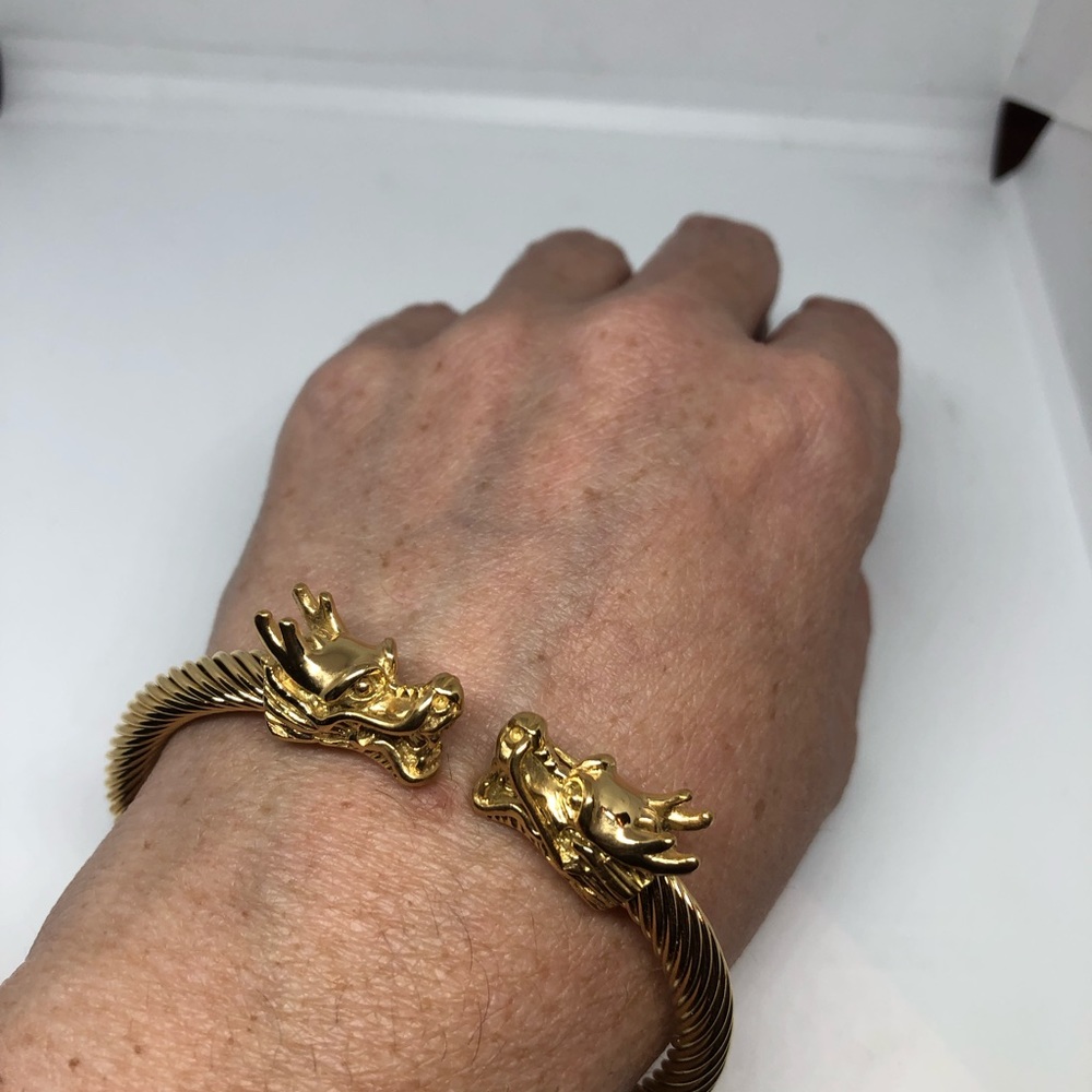 Vintage golden dragon bangle bracelet